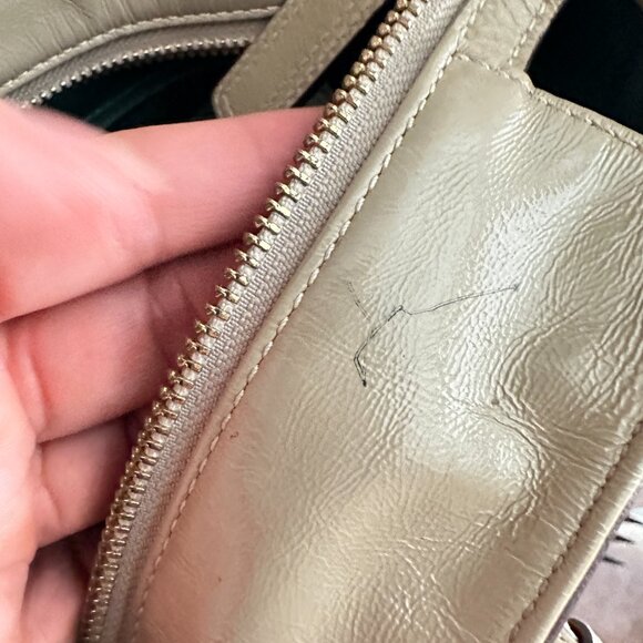 COACH | Chelsea Taupe Patent Leather Tote Satchel Bag F14022 | Cream - Picture 14 of 16